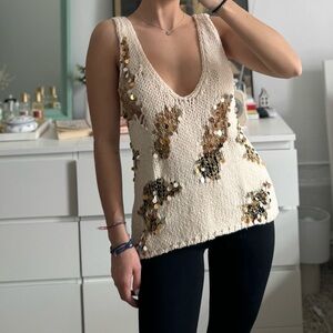 ZARA SEQUINNED KNIT TOP